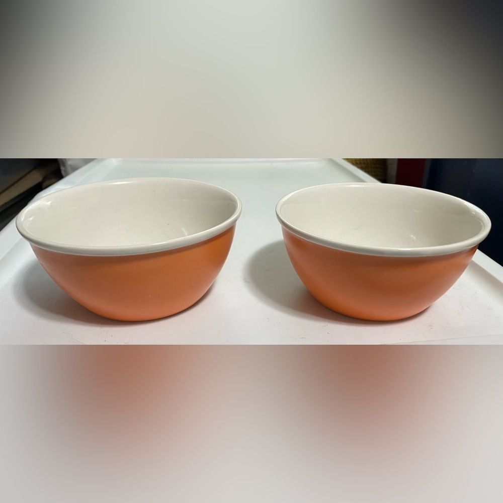2 West Elm Tangerine ceramic bowls